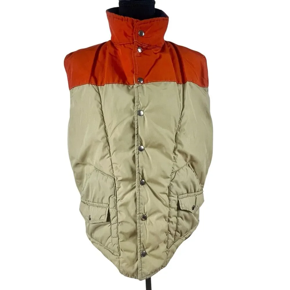 Vintage Unisex Sierra Designs Nylon Vest Color Block 42”Chest Snap Front Pockets
